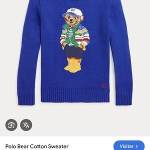 Ralph Lauren Blue Polo Bear Cotton Sweater